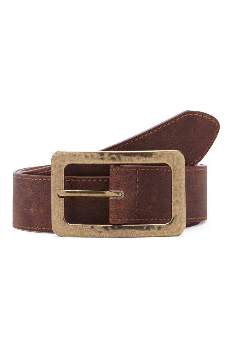 Square Buckle Textured Belt, Main, color, BROWN