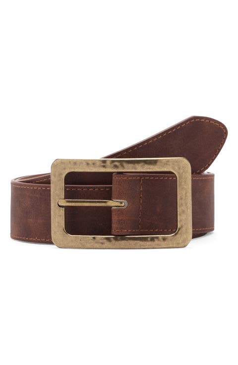 Square Buckle Textured Belt