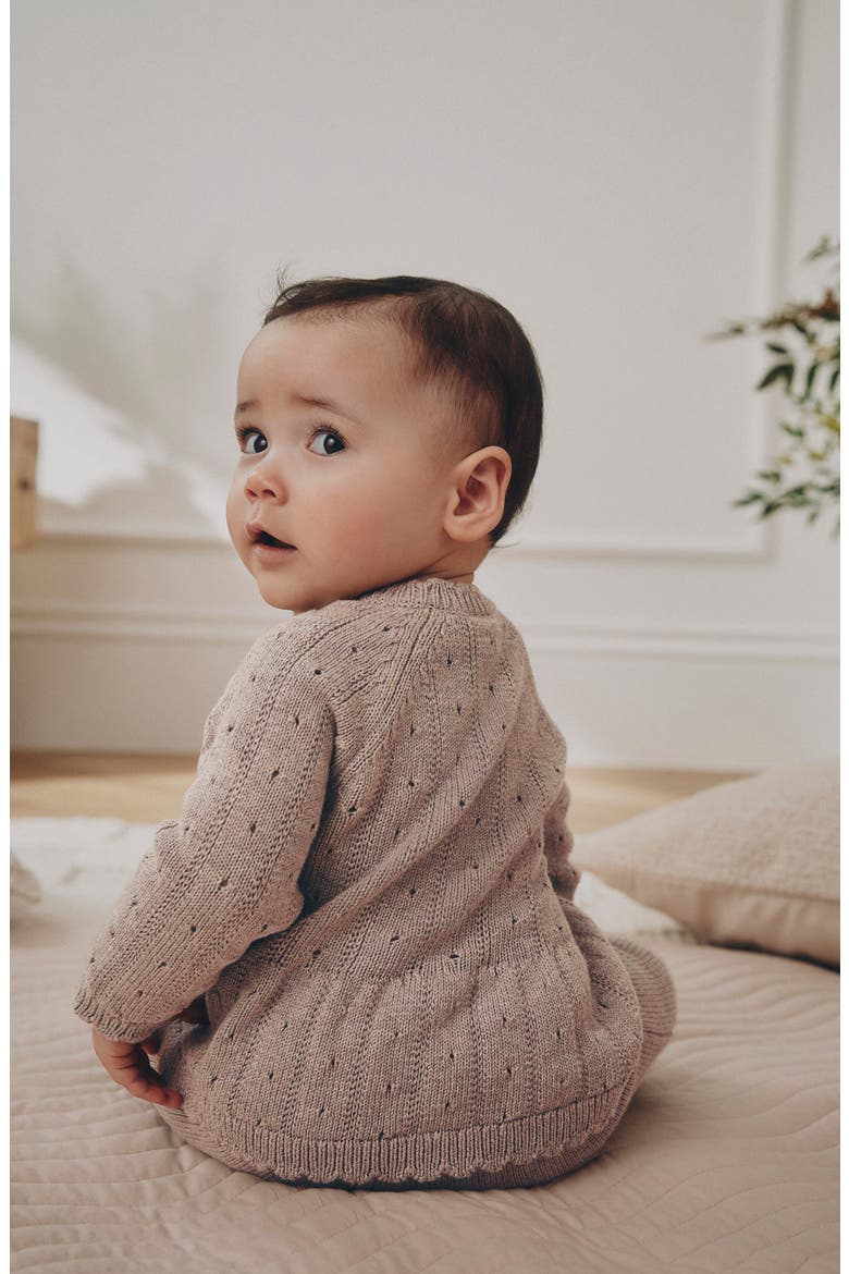 Kids' 2-Piece Knitted Peplum Cardigan & Leggings Set, Alternate, color, BROWN