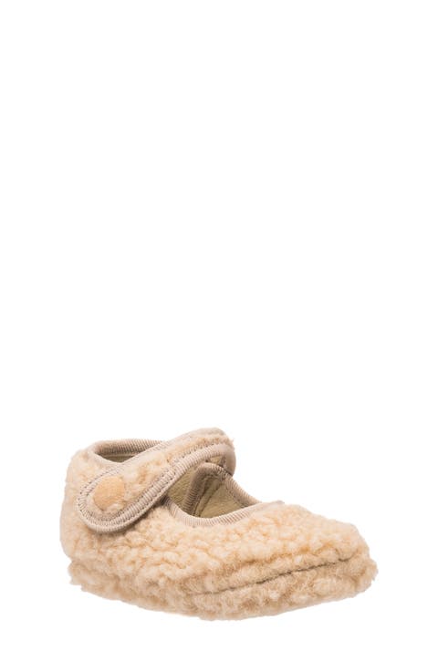 Faux Shearling Mary Jane Flat (Baby)