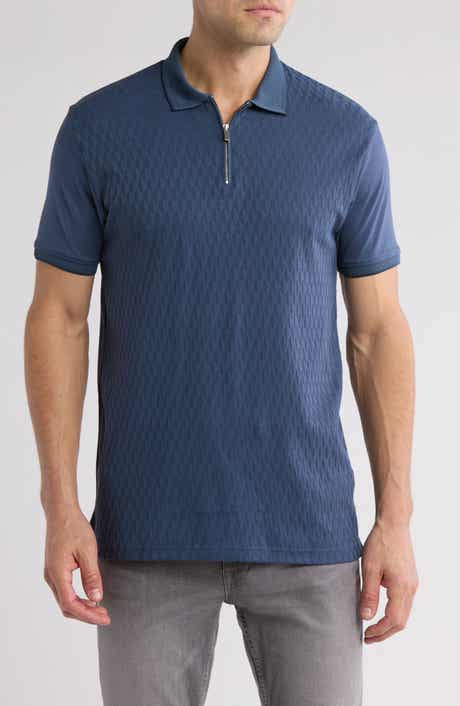 DENIM AND FLOWER Textured Zip Polo | Nordstromrack DENIM AND FLOWER Textured Zip Polo | Nordstromrack