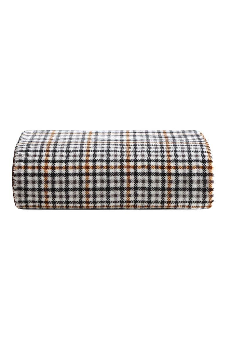 Griffin Plaid Reversible Flannel Throw Blanket, Main, color, WHITE/ BROWN/ BLACK MULTI