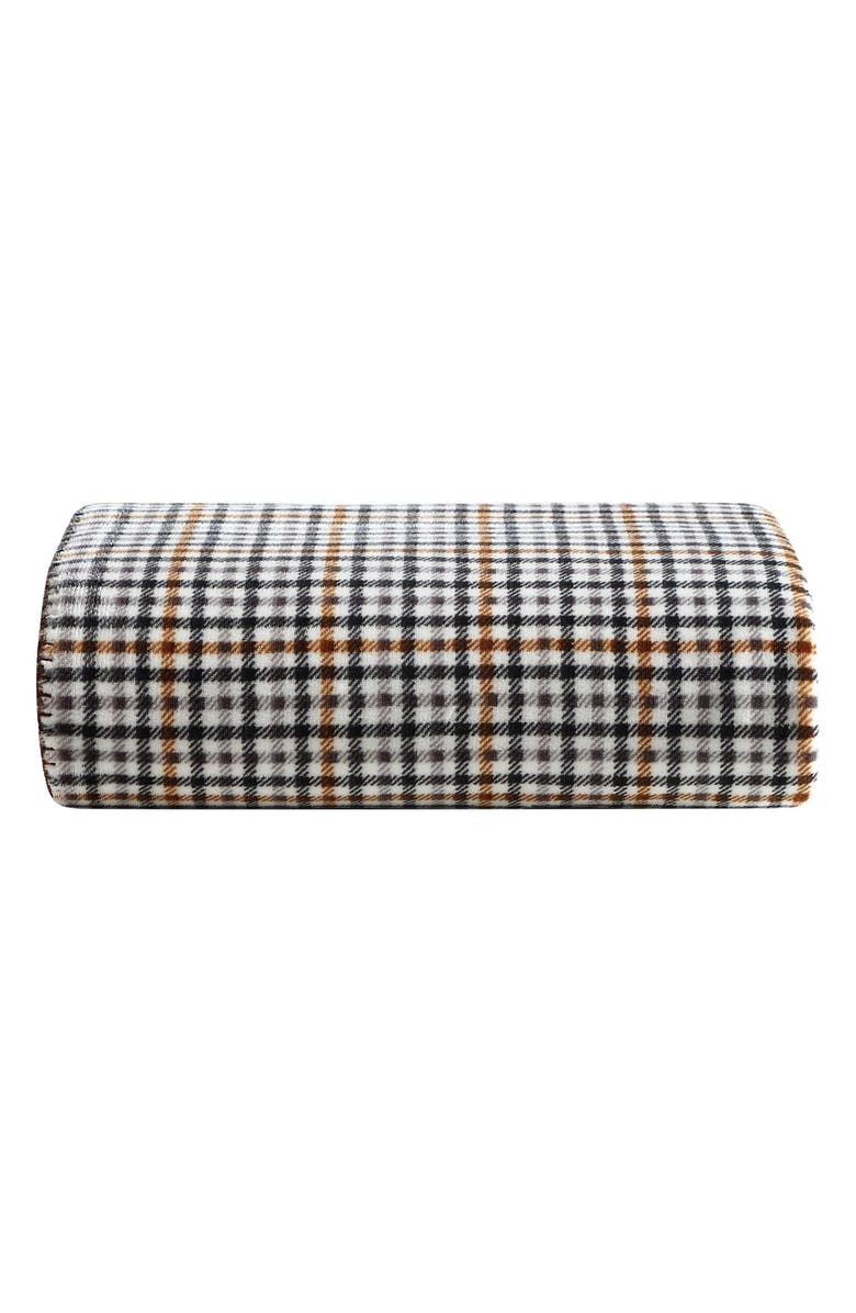 Eddie Bauer Griffin Plaid Reversible Flannel Throw Blanket, Main, color, White/ Brown/ Black Multi