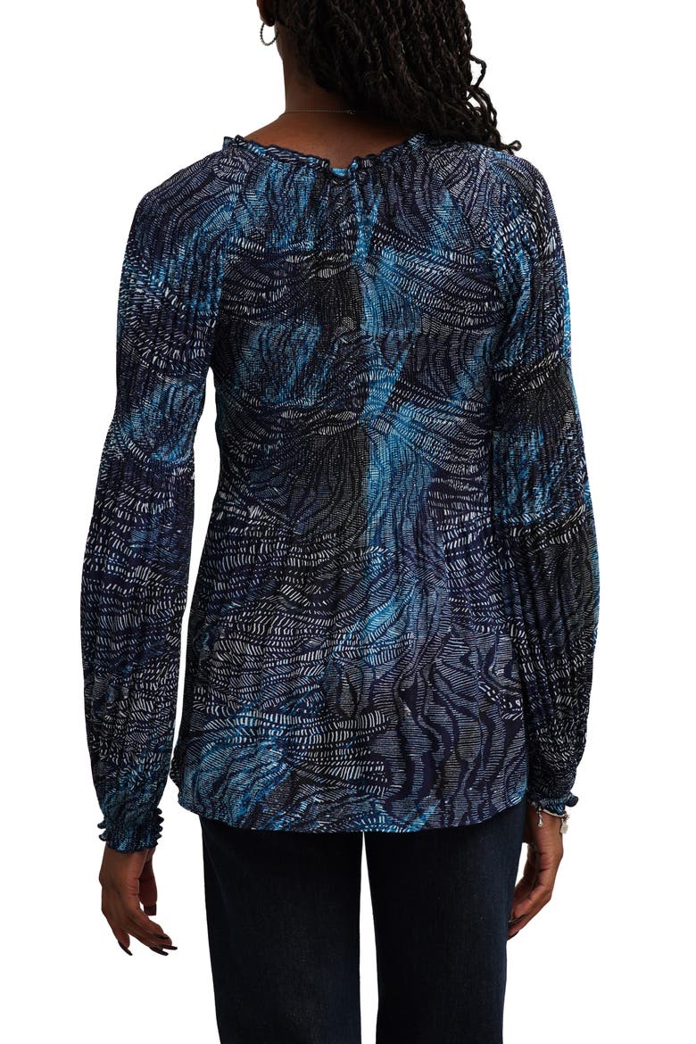 Ruffled V-Neck A-Line Top, Alternate, color, KIM BLUE