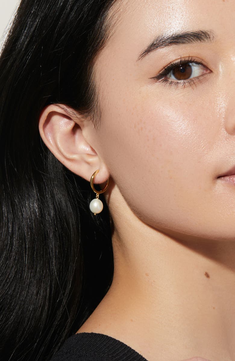 Ana Luisa Pearl Hoops - Medium Frida, Alternate, color, Gold