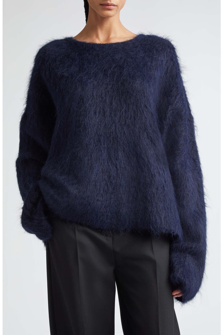 Oversize Boxy Alpaca Blend Sweater, Main, color, NAVY