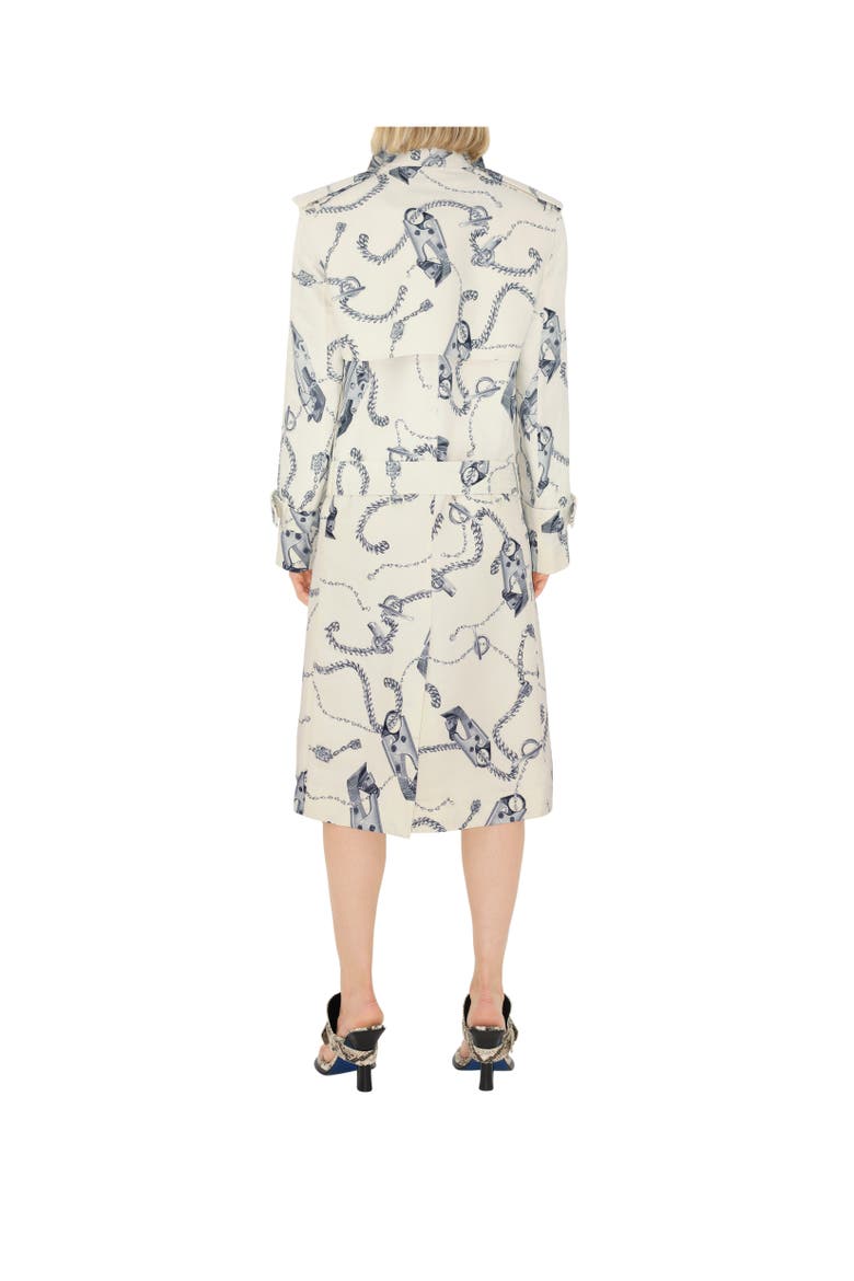 Long Knight Hardware Tricotine Trench Coat, Alternate, color, Silver/white