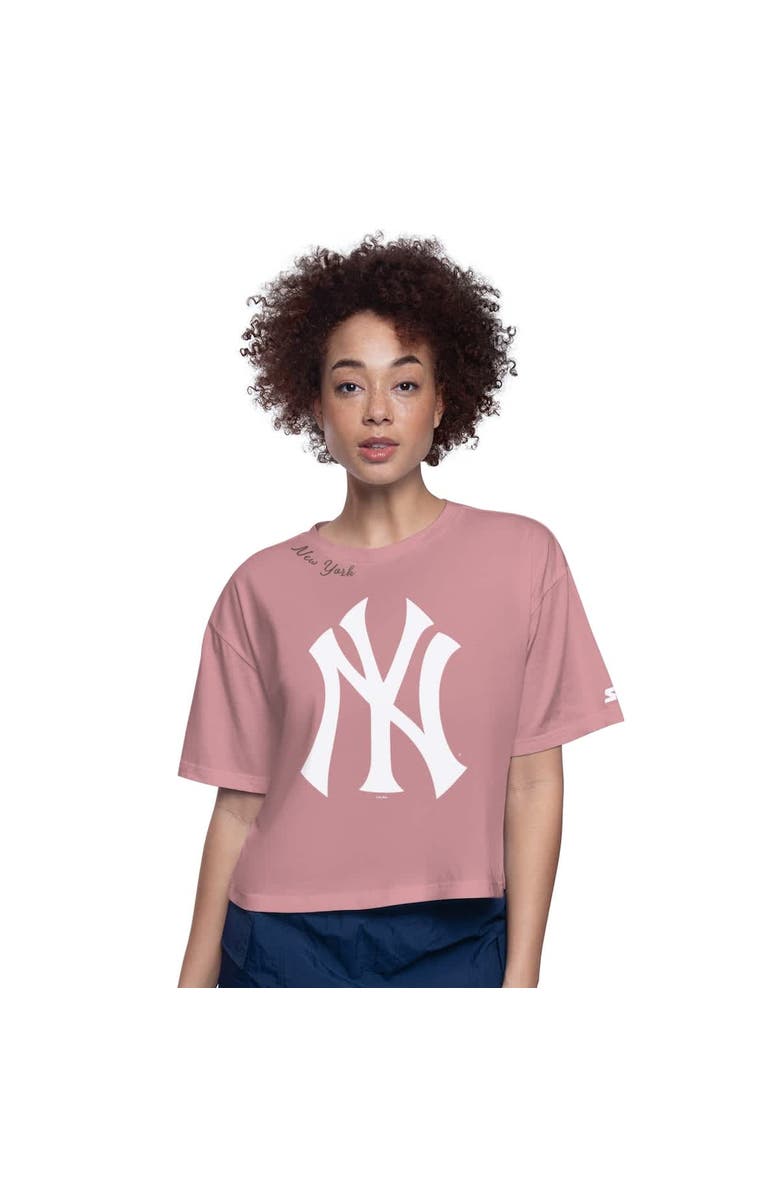 STARTER Women's Starter Pink New York Yankees Play the Ball Boxy Cropped T-Shirt, Main, color, Pink