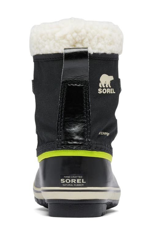 Sorel Kids' Yoot Pac Waterproof Snow Boot In Black/chartreuse