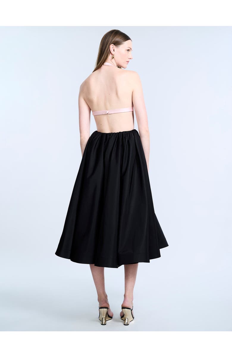 BCBGMAXAZRIA Halter Tea Length Dress, Alternate, color, Black/Blossom