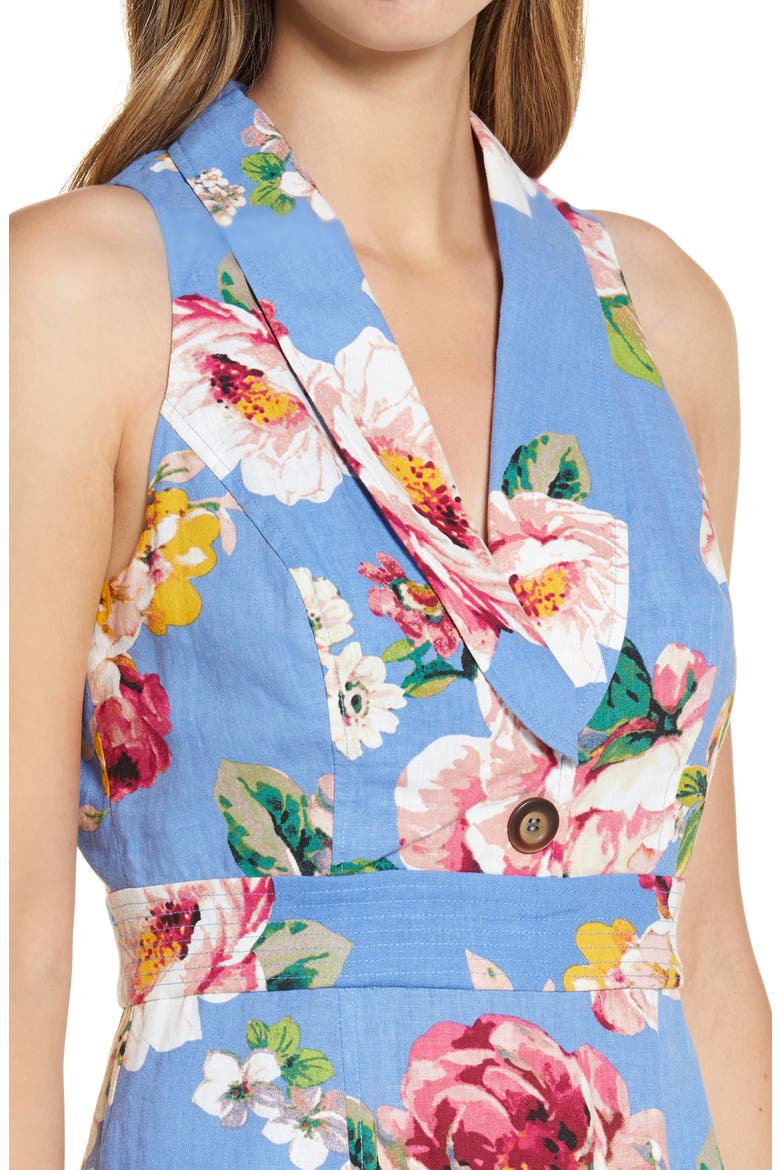 Floral Linen Blend Sundress, Alternate, color, BLUE