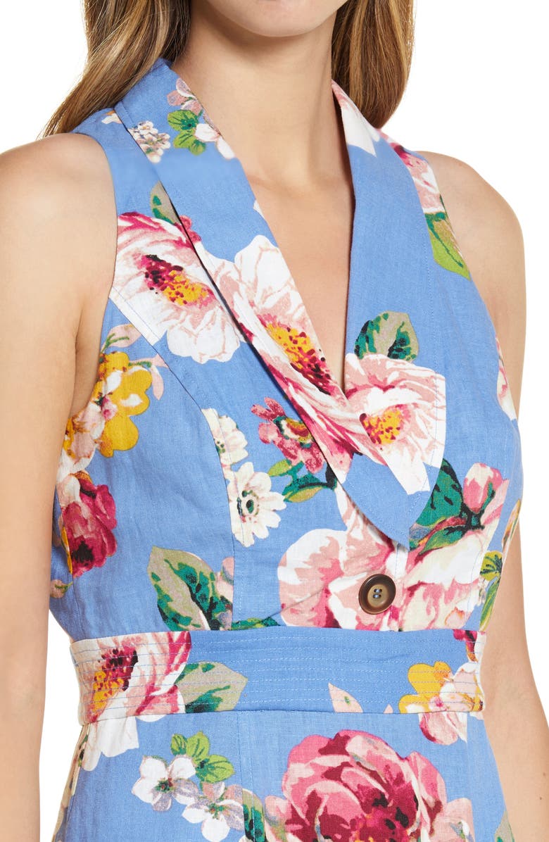 Eliza J Floral Linen Blend Sundress, Alternate, color, 