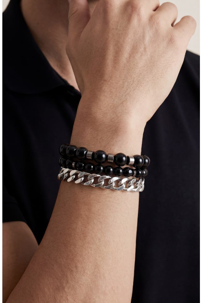 Midnight & Steel Bracelet Set, Alternate, color, ONYX
