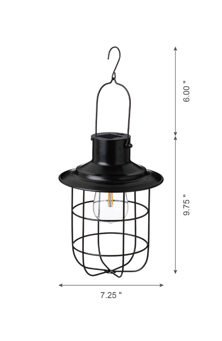 Glitzhome Metal Wire Solar Powered Outdoor Hanging Lantern, Alternate, color, Black