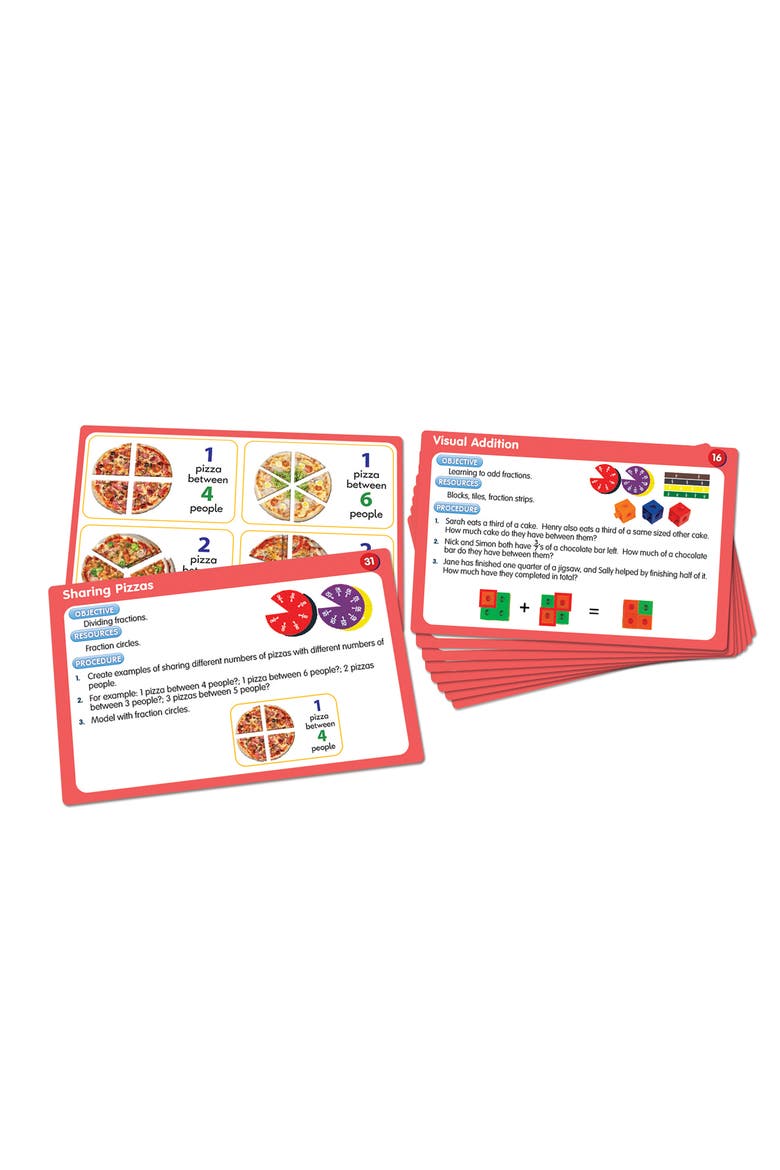 JL331 50 Fraction Activities, Multi, Alternate, color, Multicolored