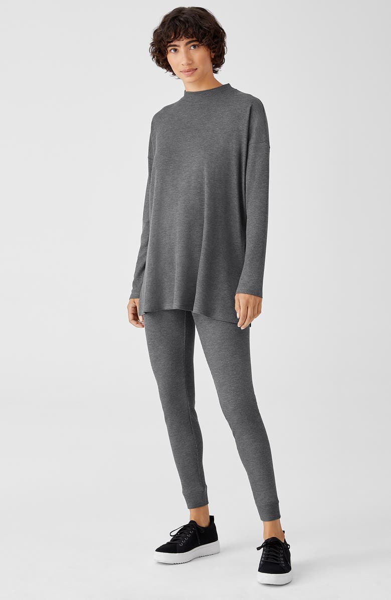 Eileen Fisher Mock Neck Long Sleeve Top, Alternate, color, Ash