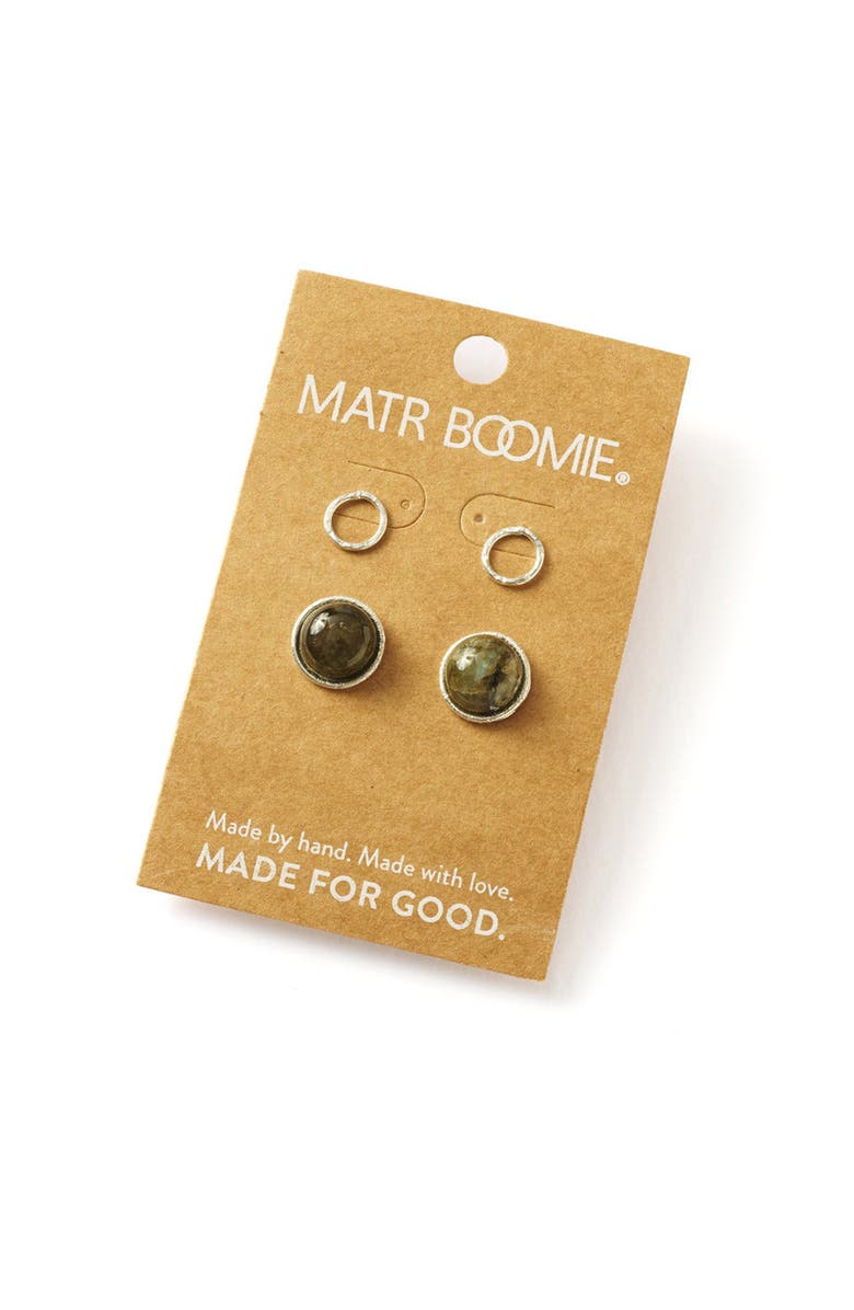 Matr Boomie Indali Labradorite Semiprecious Stud Earrings, Alternate, color, Black