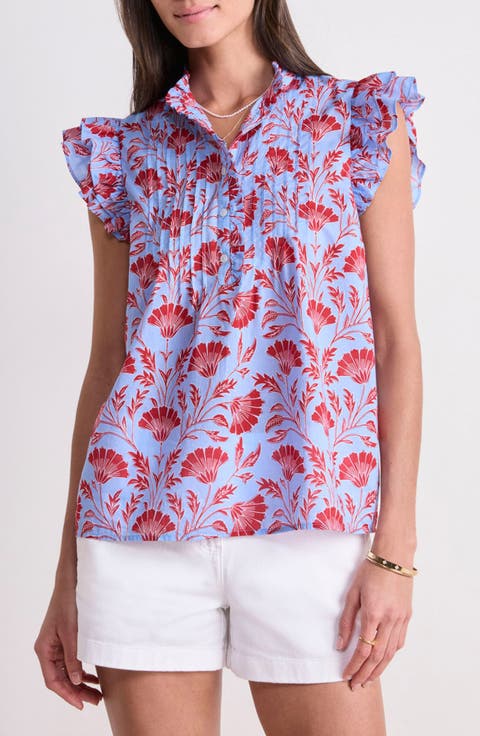 Floral Flutter Sleeve Cotton Top