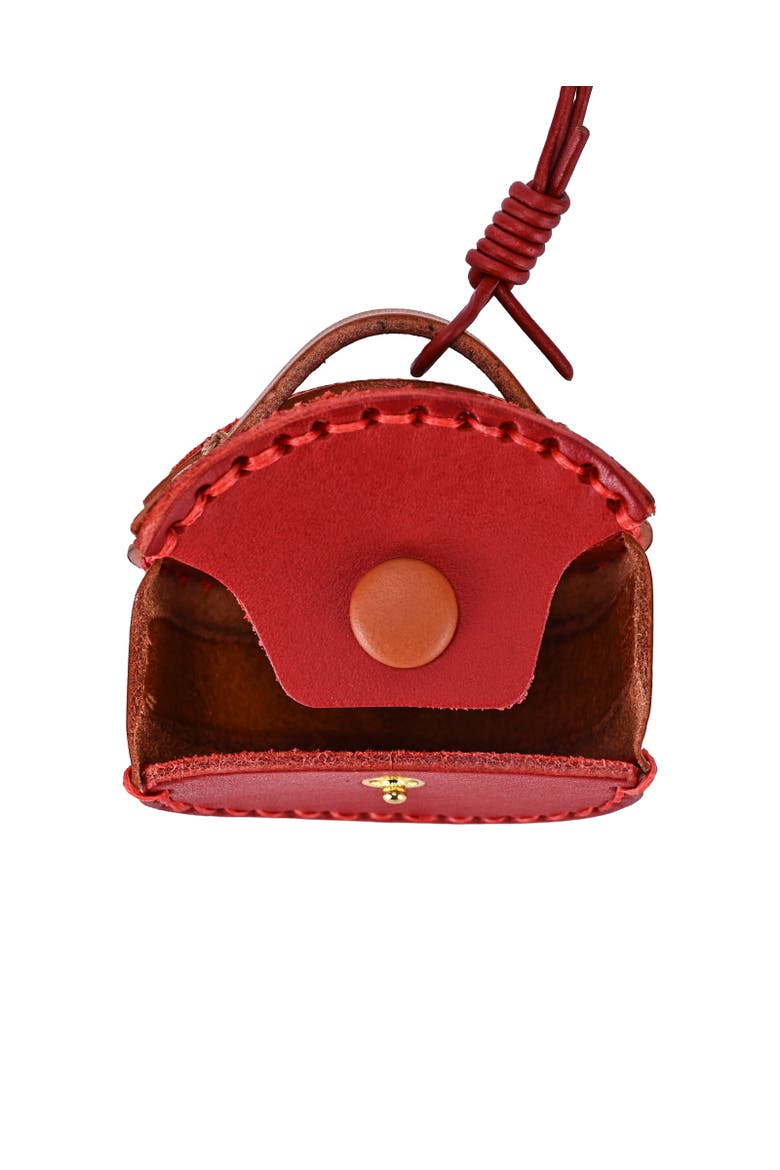 Oval Genuine Leather Two Tone Mini Charm, Alternate, color, Red
