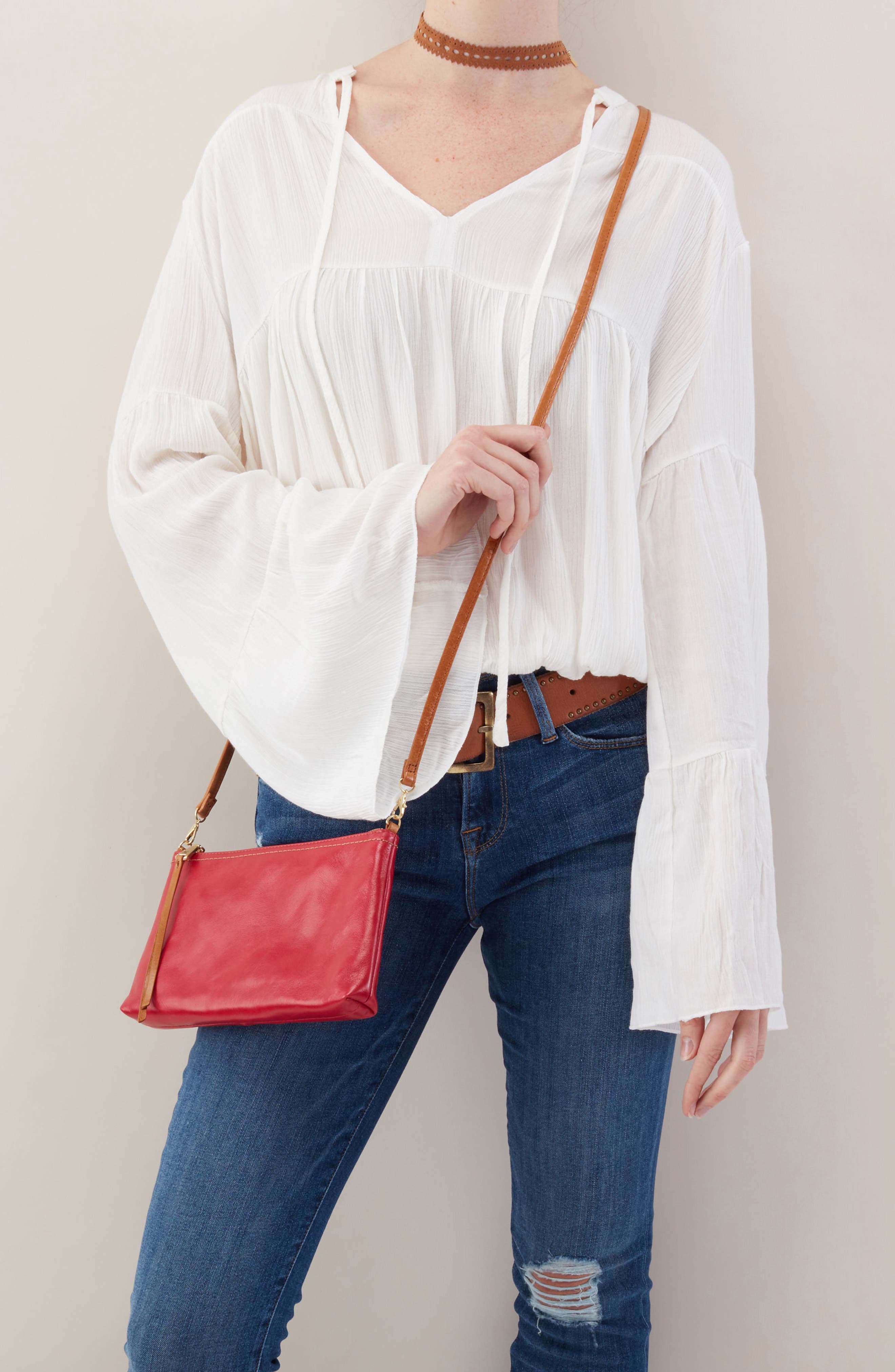 'Darcy' Leather Crossbody Bag, Alternate, color, GERANIUM