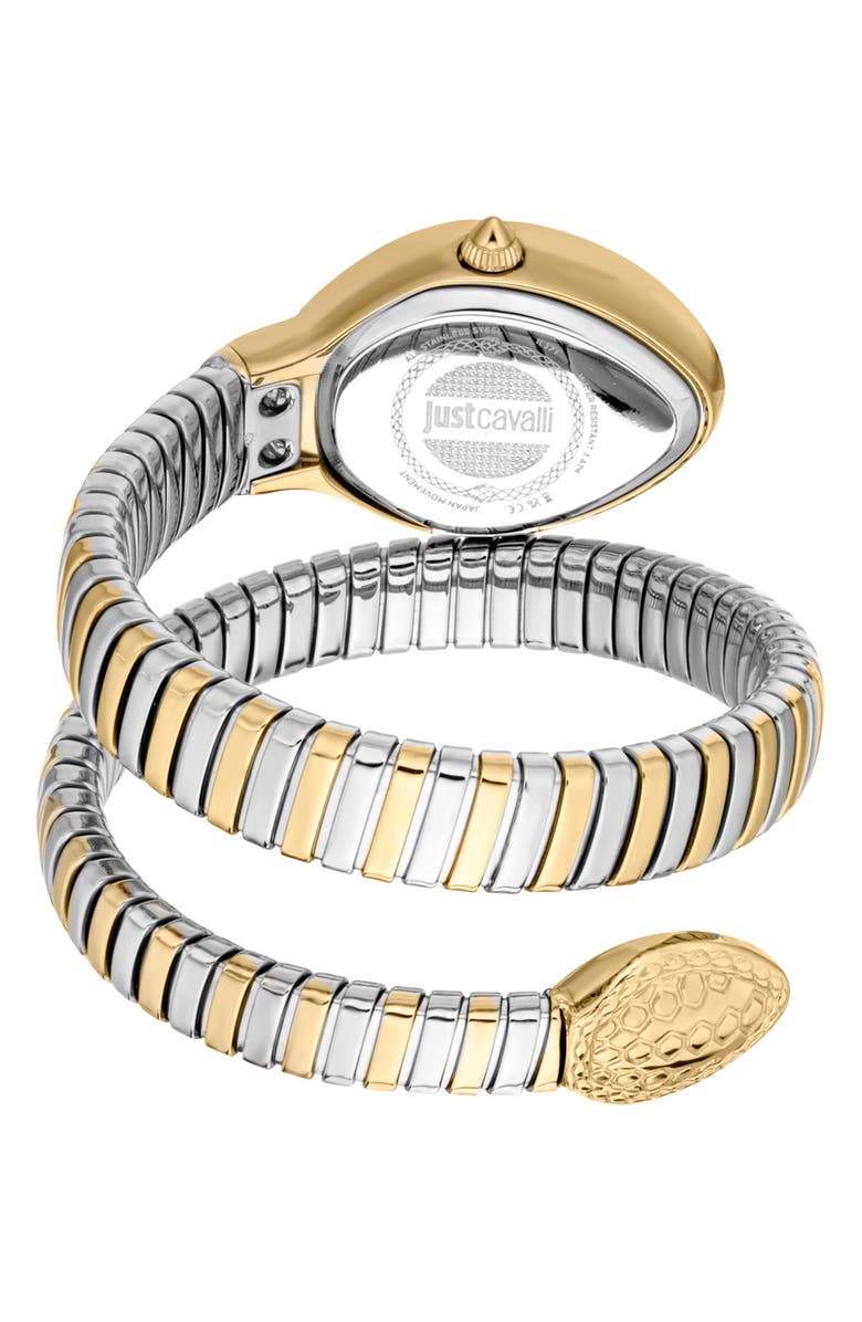 Just Cavalli Snake Wraparound Bracelet Watch, 22mm x 33.5mm, Alternate, color,