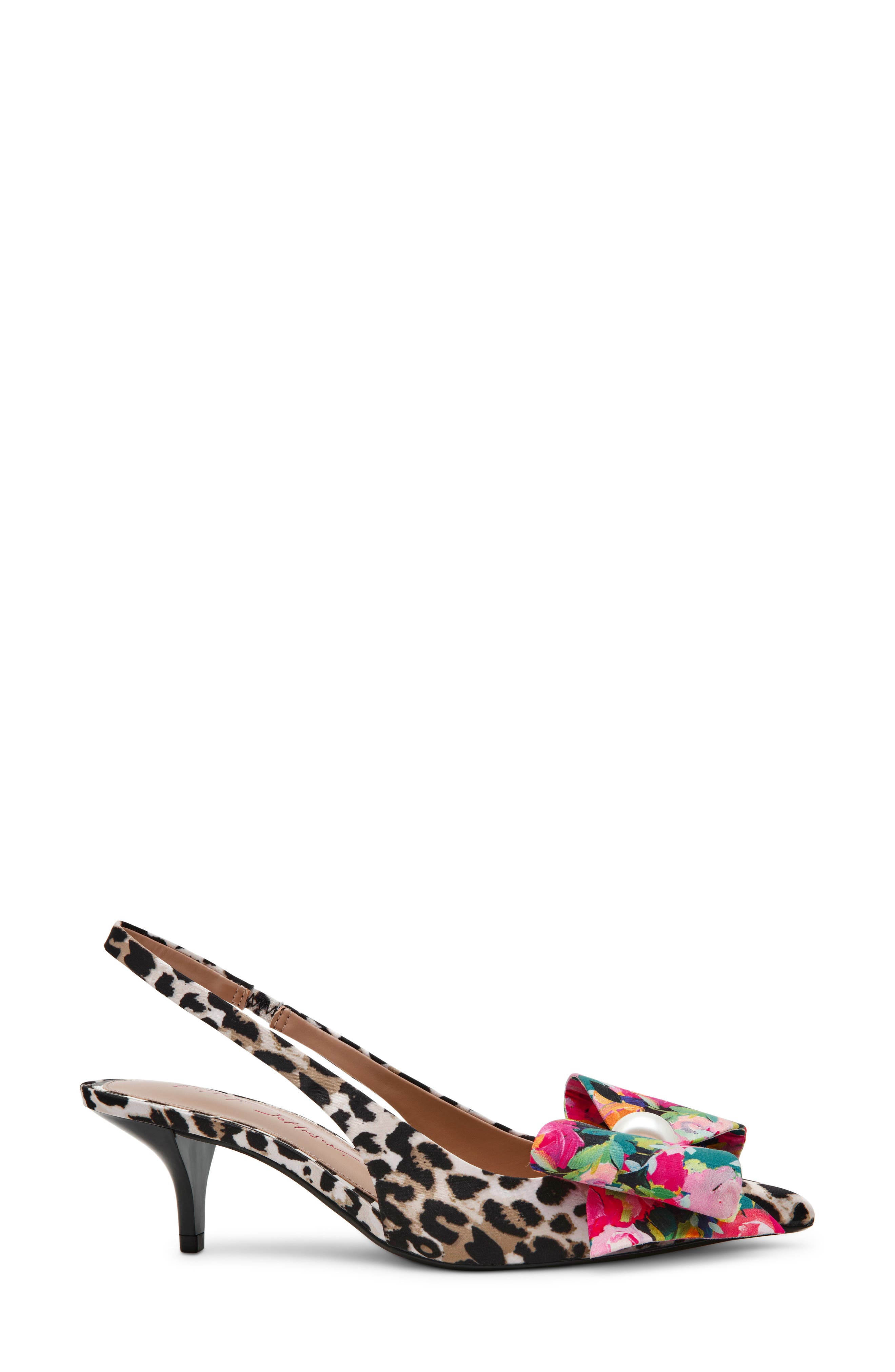Betsey Johnson Claira Pointed Toe Slingback Pump, Alternate, color, Leopard Multi