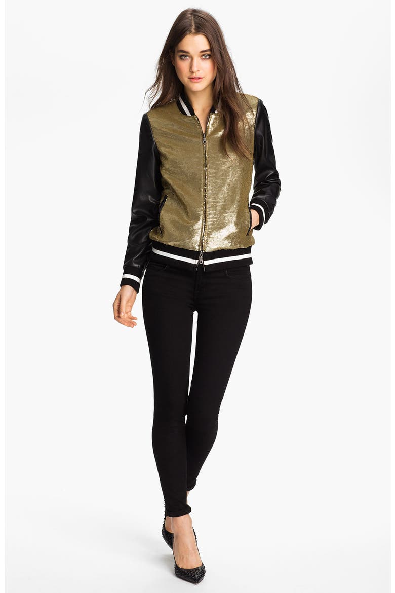 Sequin Bomber Jacket, Alternate, color, GOLD SEQUIN