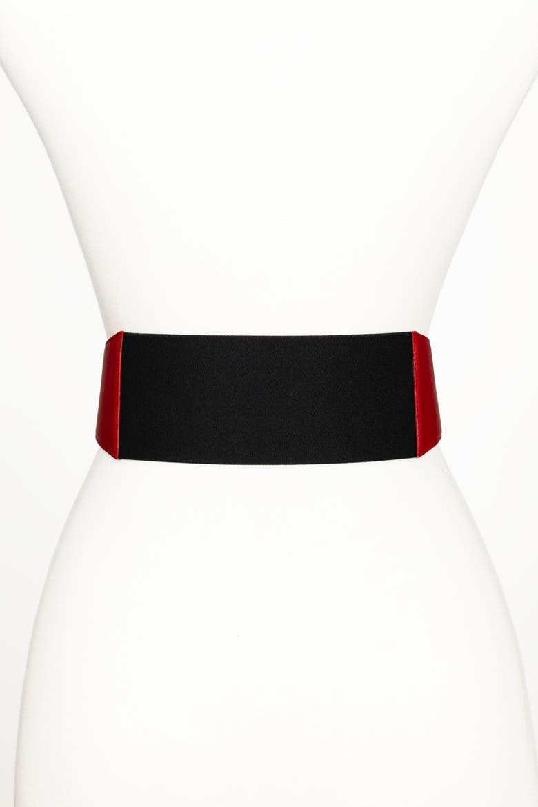 Christian Corset Leather Belt, Alternate, color, Red