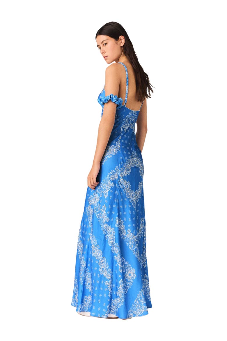 Patterned Maxi Dress, Alternate, color, Sky blue bandana print