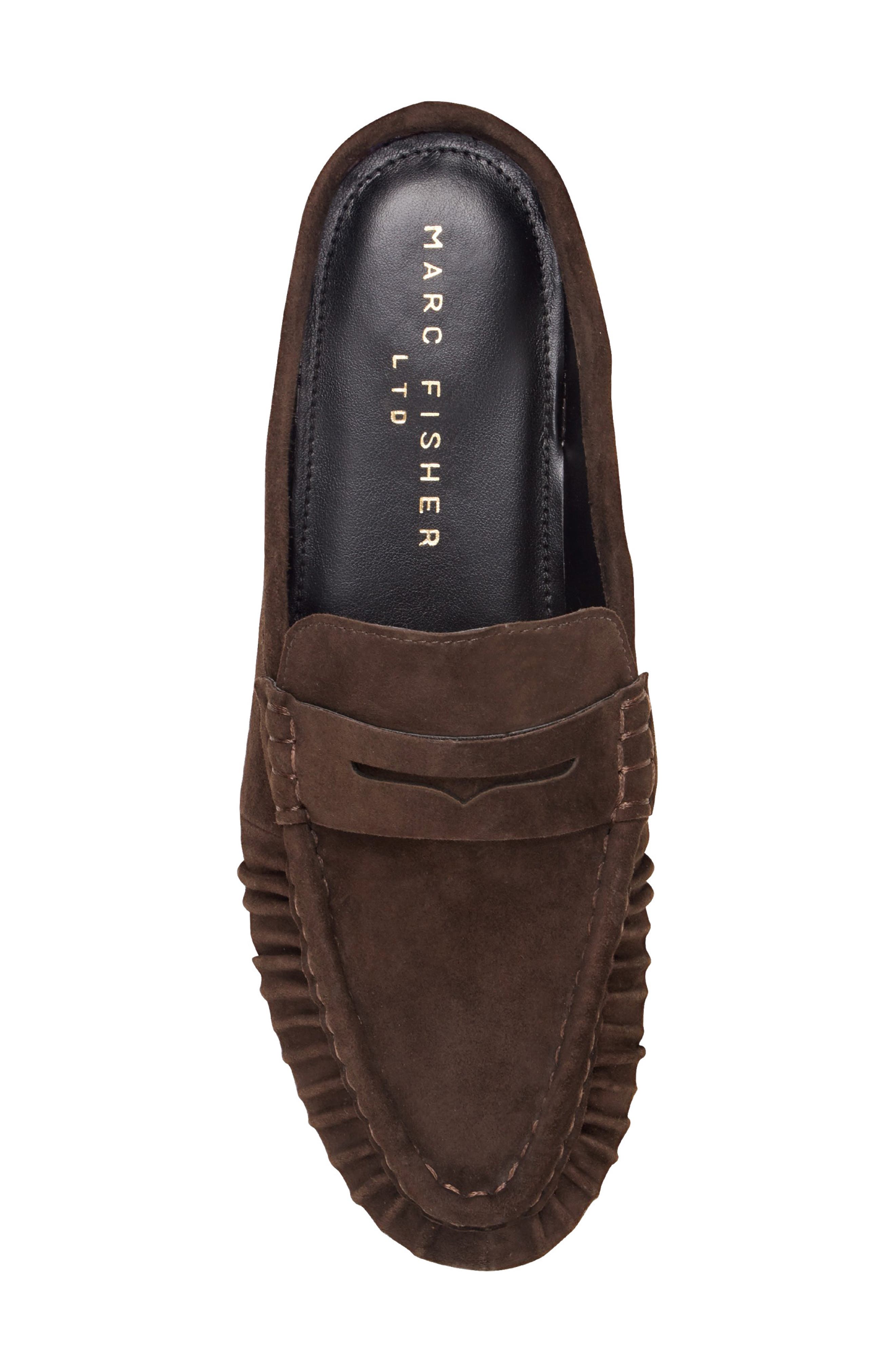 Marc Fisher LTD Jaynie Almond Toe Loafer Mule, Alternate, color, Dark Brown