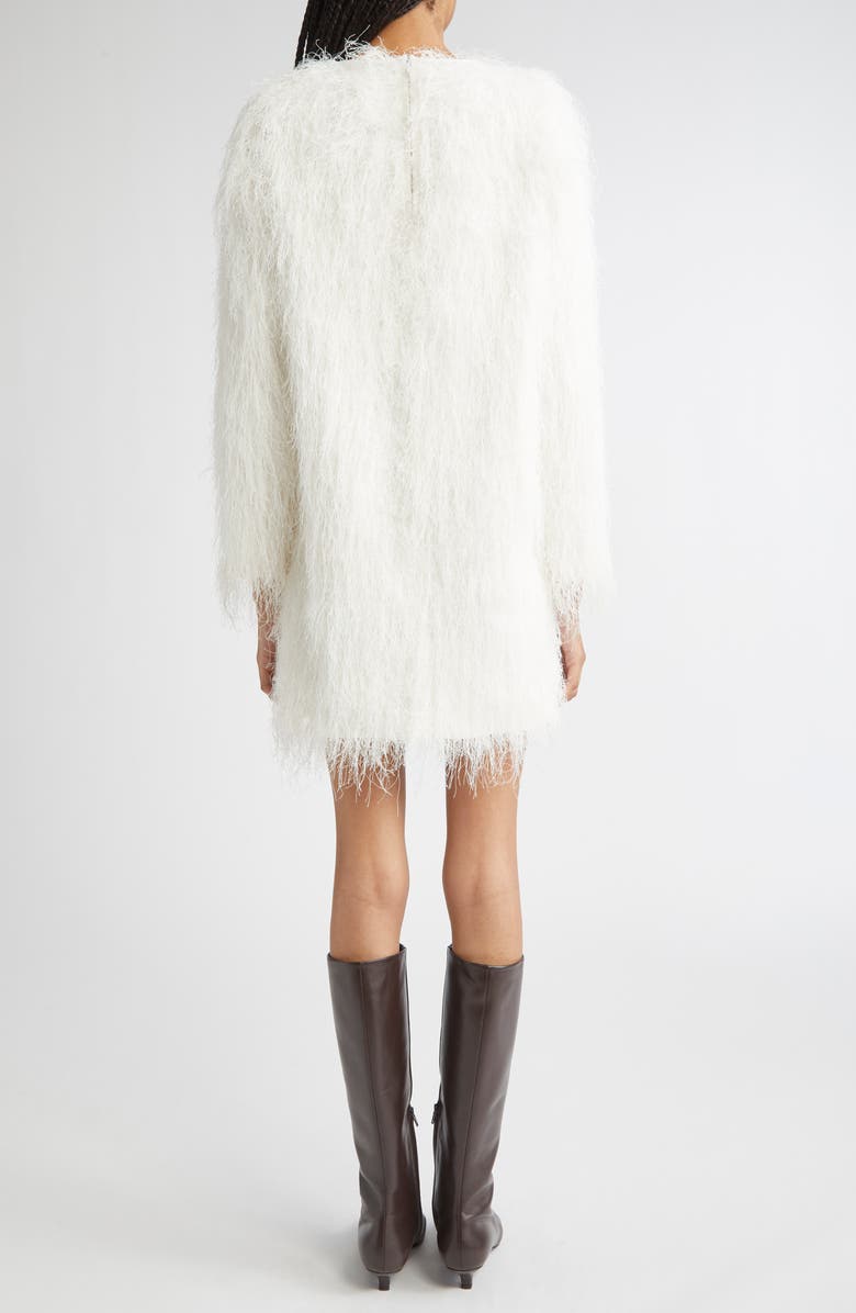 LOULOU DE SAISON Tina Long Sleeve Fringe Minidress, Alternate, color, White