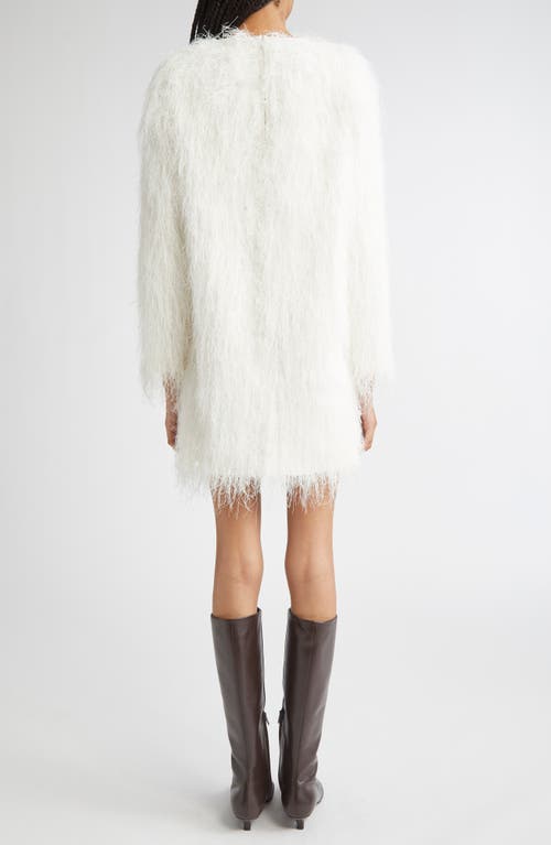Loulou De Saison Tina Fringe Long-sleeve Mini Dress In White