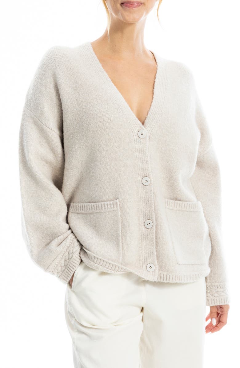 MAX STUDIO V-Neck Cardigan, Main, color, Heather Oat