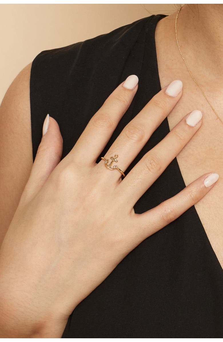 Oradina 14K Yellow Gold My Anchor Ring, Alternate, color, Yellow Gold