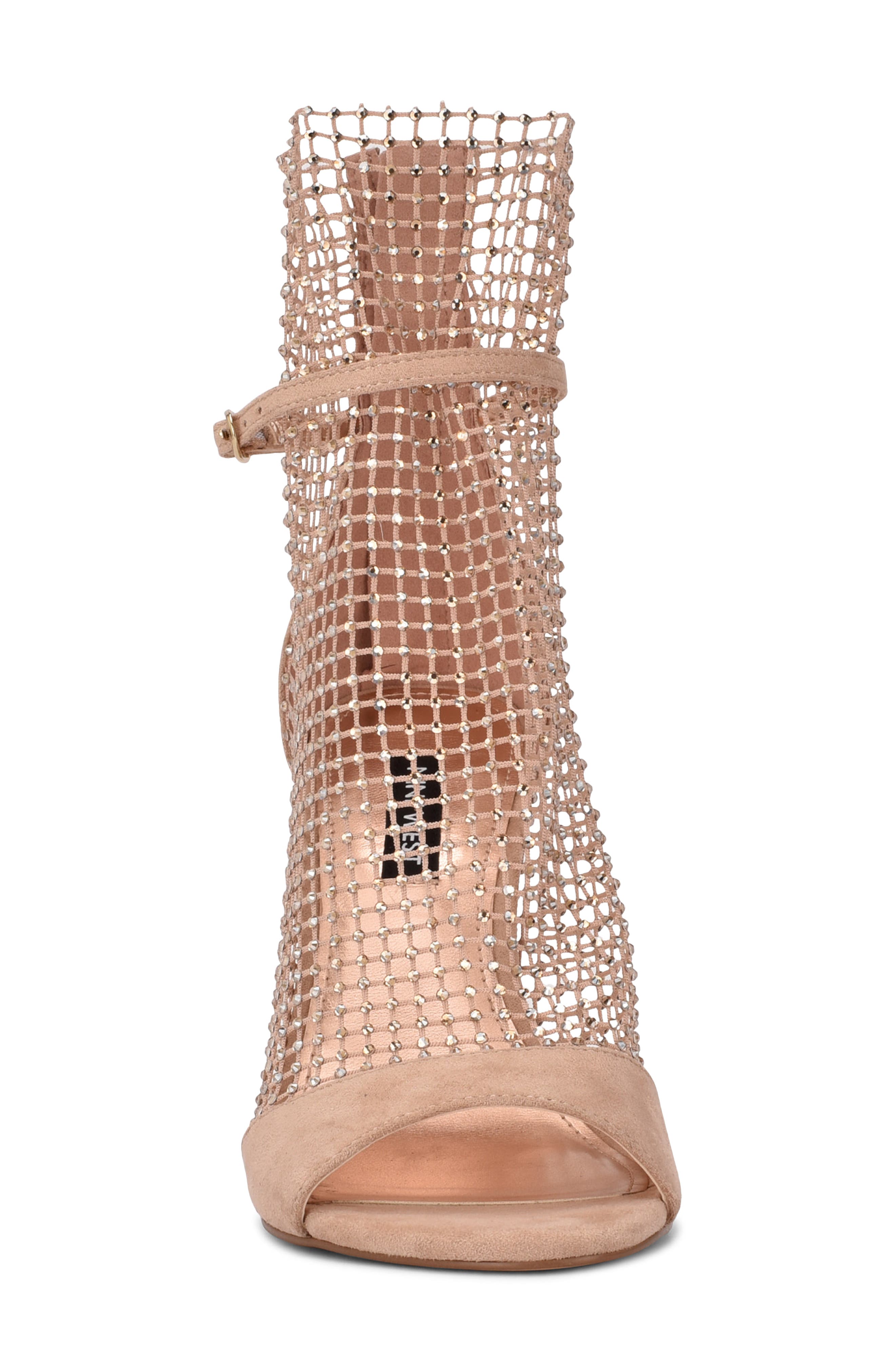 Nine West Imery Rhinestone Fishnet Bootie, Alternate, color, Light Natural 110
