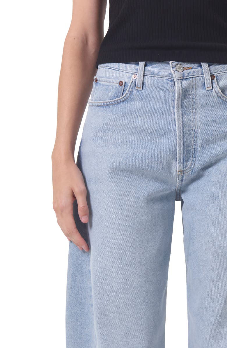 AGOLDE Luna Pieced High Waist Raw Hem Barrel Jeans, Alternate, color, 