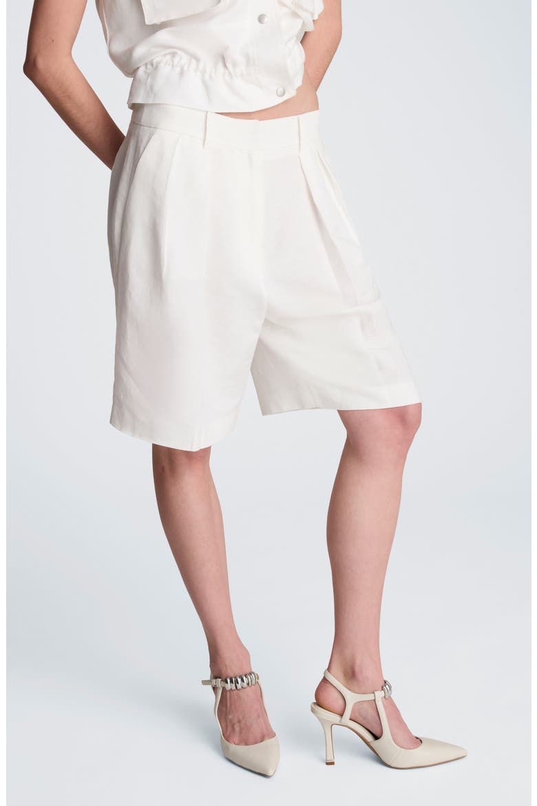 pleated dress shorts women Avec Les Filles Women's High-Rise Pleated Shorts - Black