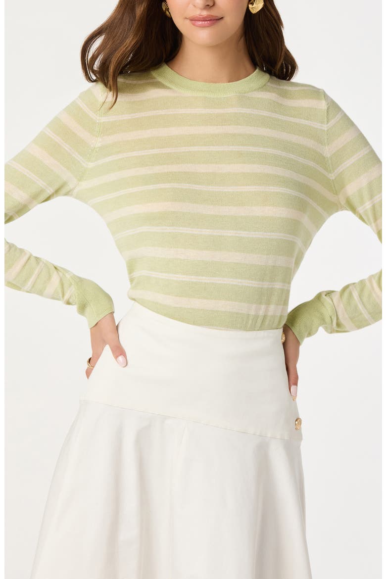 Stripe Crewneck Sweater, Alternate, color, GREEN STRIPE