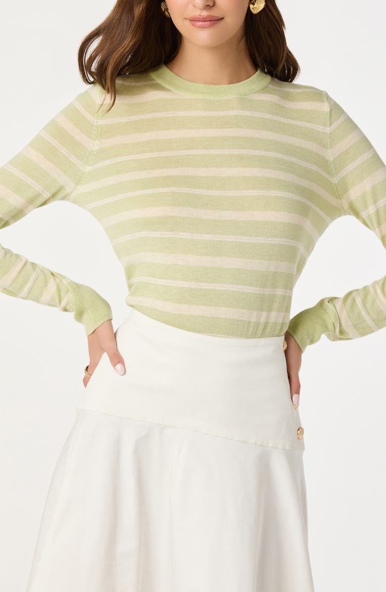 ASTR the Label Stripe Crewneck Sweater, Alternate, color, Green Stripe
