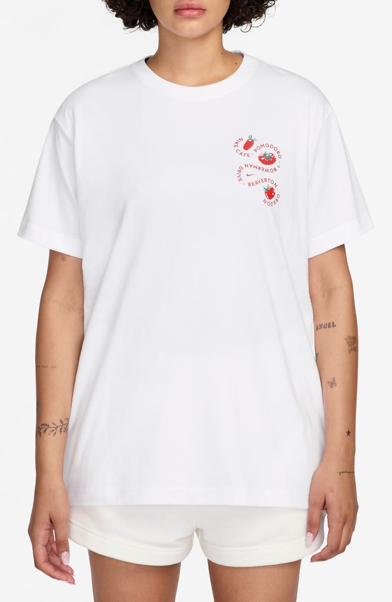 Nike Cafe Tomato Cotton Graphic T-Shirt, Main, color, White