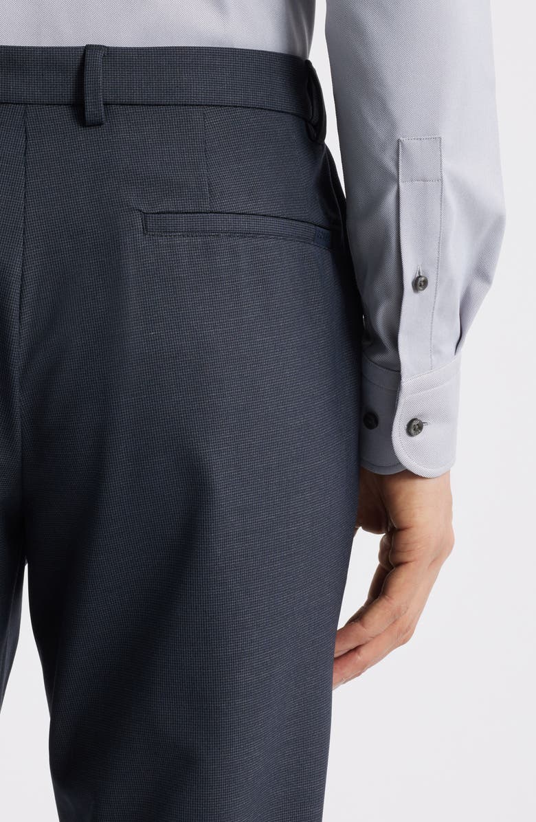 BOSS Genius Flat Front Slub Dress Pants, Alternate, color, Dark Blue