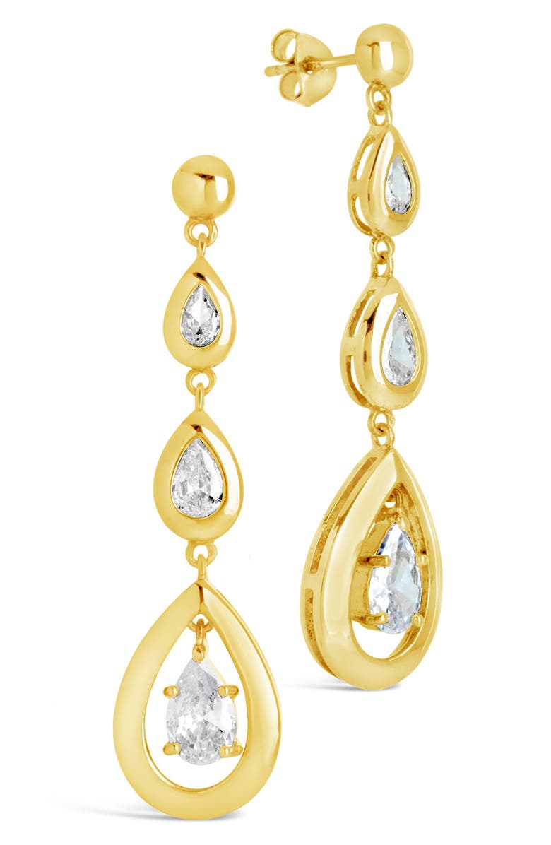 Sterling Forever Zara CZ Drop Earrings, Alternate, color, Gold