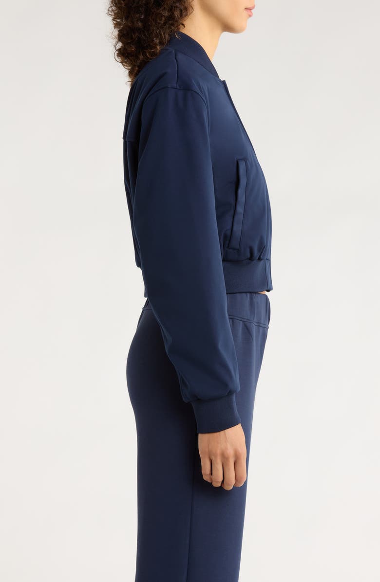 MPG Crop Bomber Jacket, Alternate, color, Navy Blazer