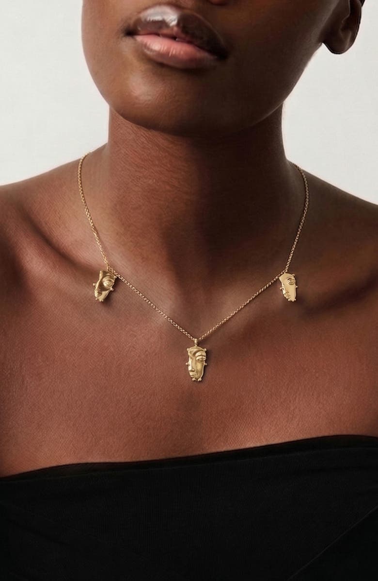 YOJ Visage Mini Charm Necklace in Gold, Alternate, color, Gold