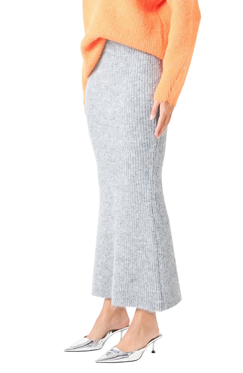 Endless Rose Fuzzy Mermaid Maxi Skirt, Alternate, color, Heather Grey