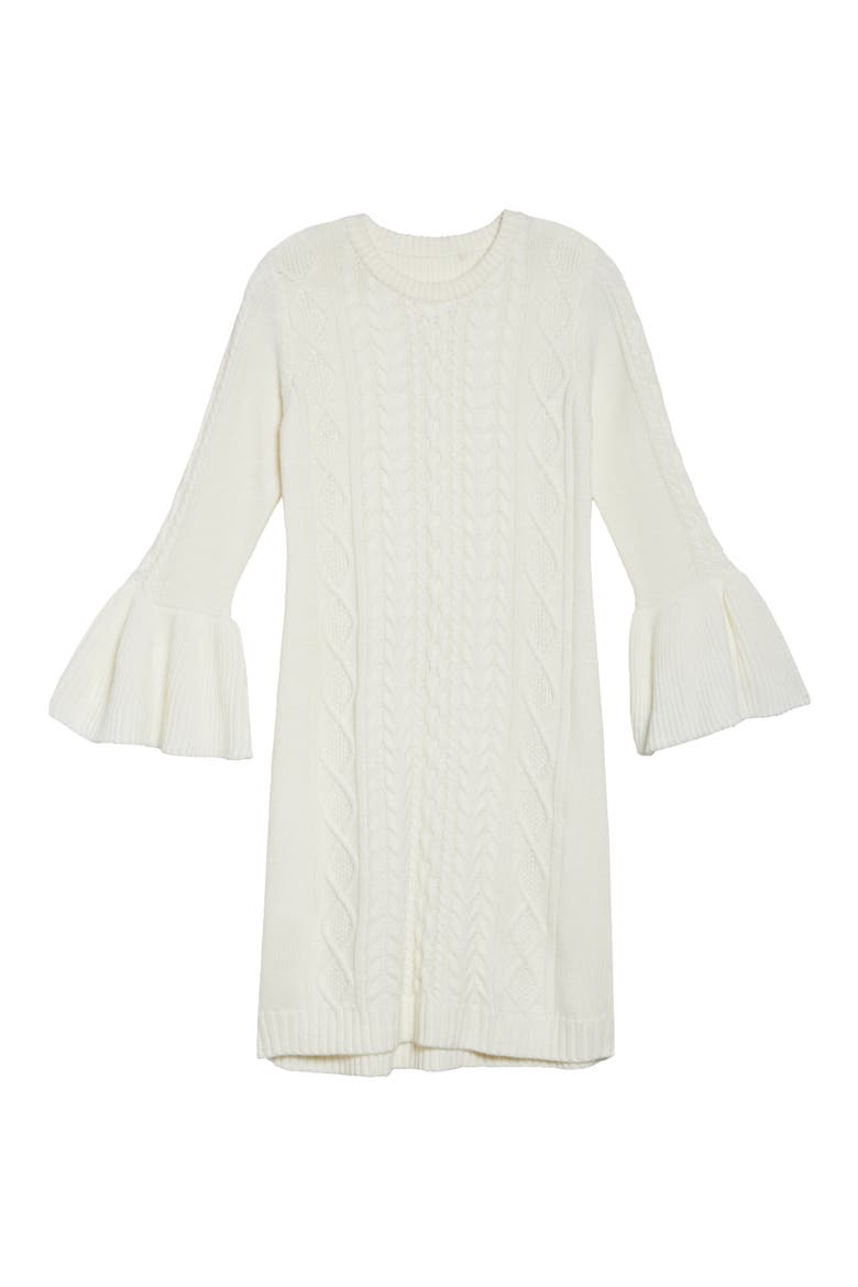 Mixed Cable Sweater Dress, Alternate, color, IVORY