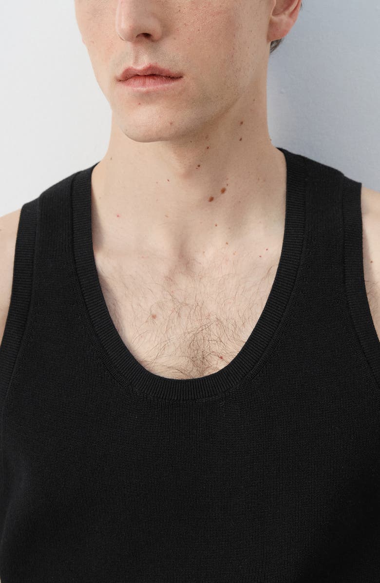 MANGO Slim Fit Cotton Rib Tank, Alternate, color, Black