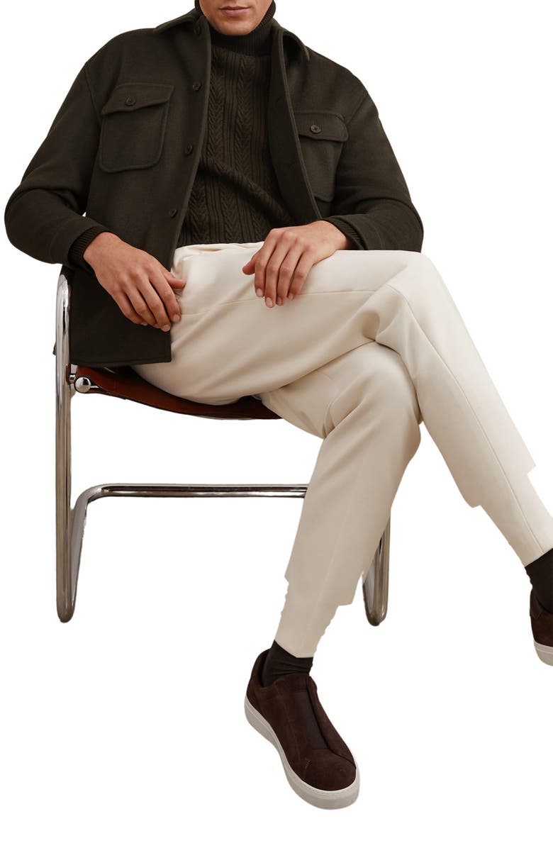 Reiss Liam Wool Blend Overshirt, Alternate, color, Khaki Green