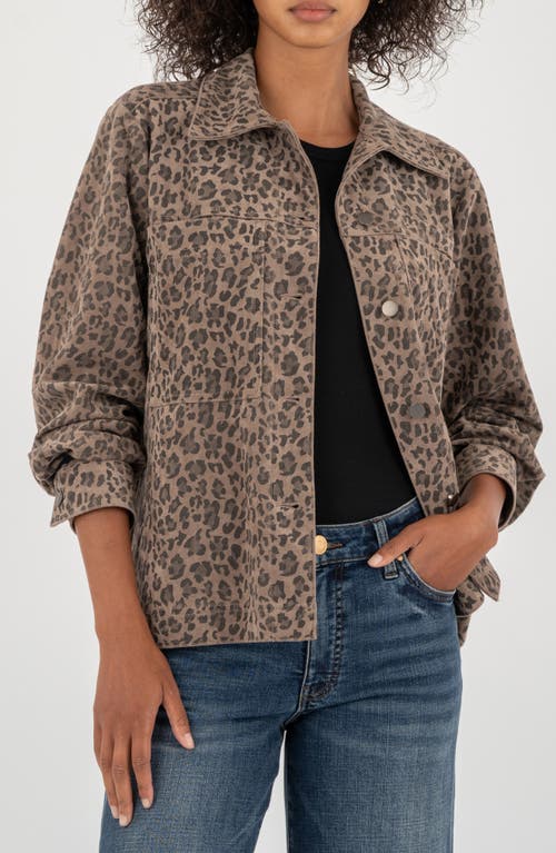 Kut From The Kloth Arya Leopard Print Shirt Jacket In Brown
