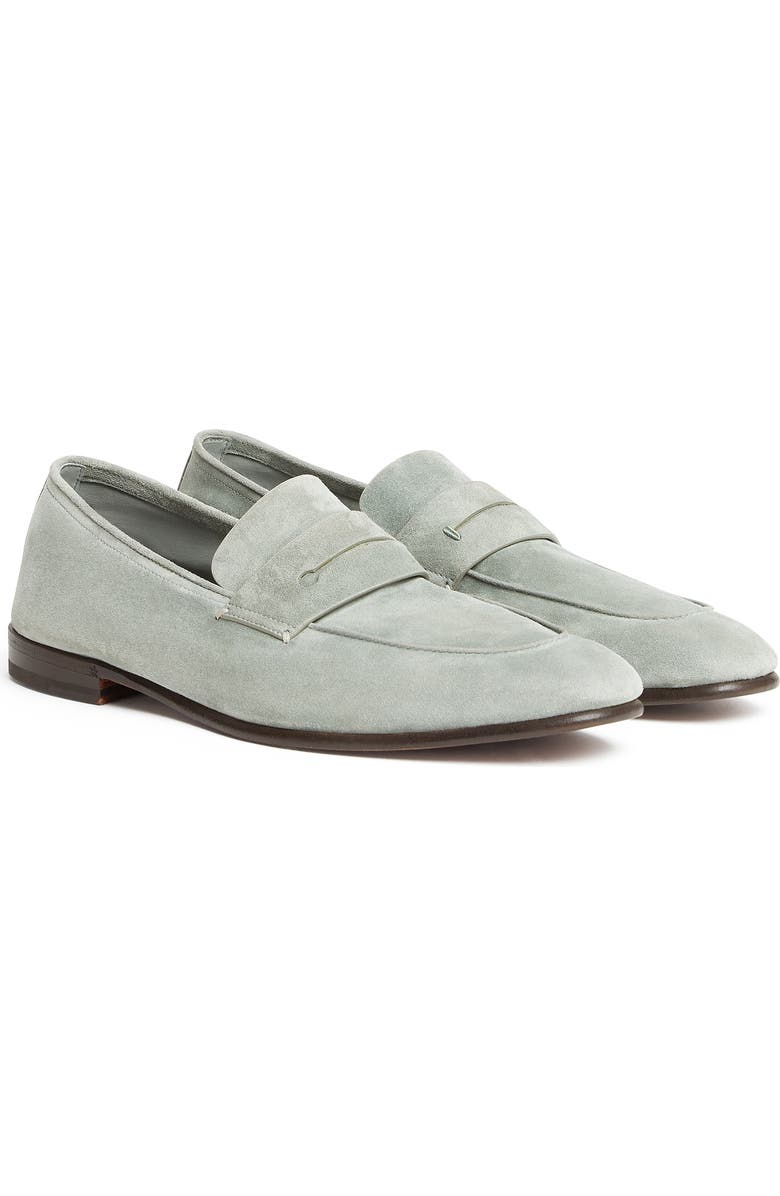 ZEGNA L'Asola Suede Penny Loafer, Main, color,